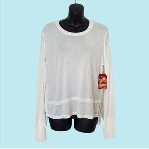 NWT Luna Peak White Lightweight Long Sleeve Sheer Top w Thumb-Holes Size M